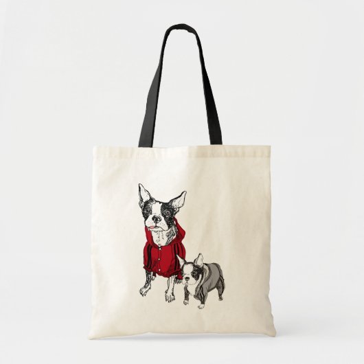 Tote Bag Boston Terrier avec le chiot dans le T-shirt de (Devant)