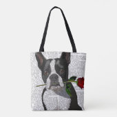 Tote Bag Boston Terrier avec Rose dans la bouche (Dos)