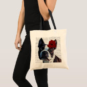 Tote Bag Boston Terrier avec Rose sur Head (Devant (produit))
