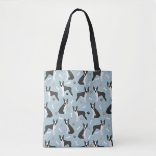 Tote Bag Boston Terrier Bones and Paws