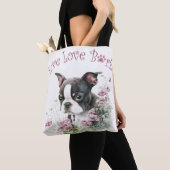 Tote Bag Boston Terrier Chien Maman Florale (De près)