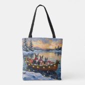 Tote Bag Boston Terrier Christmas Boat Holiday (Dos)