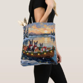 Tote Bag Boston Terrier Christmas Boat Holiday (De près)