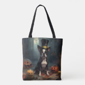 Tote Bag Boston Terrier Citrouille Halloween effroi (Dos)