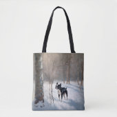 Tote Bag Boston Terrier Laisser neiger Noël (Devant)