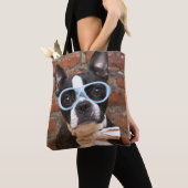 Tote Bag Boston Terrier portant des lunettes de soleil et (De près)