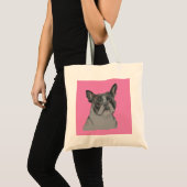 Tote Bag Boston Terrier sur fond rose (Devant (produit))