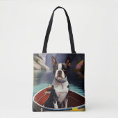 Tote Bag Boston Terrier sur une rame : une aventure Pittore (Devant)