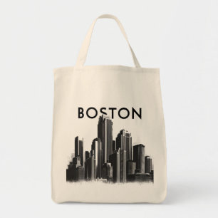 Tote Bag Boston, vue panoramique de la ville avec carte