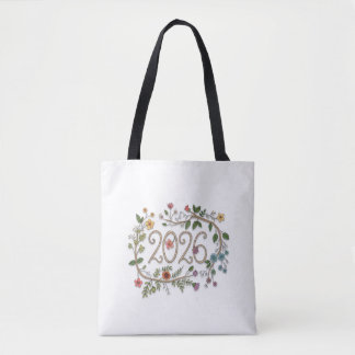 Tote Bag Botanical 2026 Typography with Flowering Vines