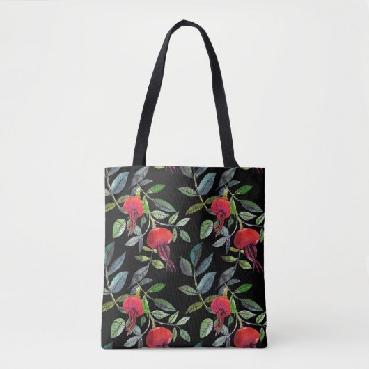 Tote Bag Botanical watercolor drawing dogrose pattern. Brig (Devant)