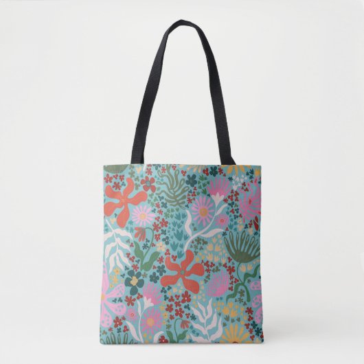 Tote Bag Botanique Boho Series Turquoise (Devant)