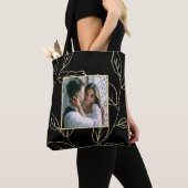 Tote Bag Botanique Chic Black et Faux Gold avec photo (De près)