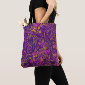 Tote Bag Botanique Gras Motif Floral dans pourpre foncé (De près)