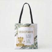 Tote Bag Botanique Jungle Safari Lion Nouveau bébé (Devant)
