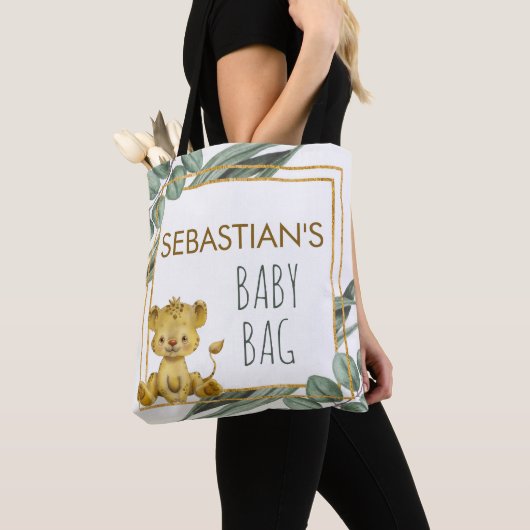 Tote Bag Botanique Jungle Safari Lion Nouveau bébé (De près)