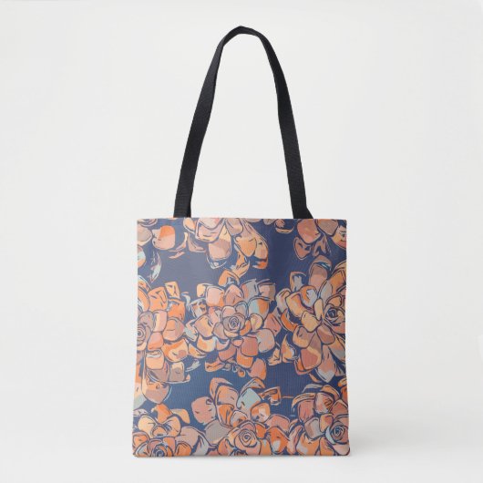 Tote Bag Botaniques d'automne en Terre Neutres et Marine (Devant)