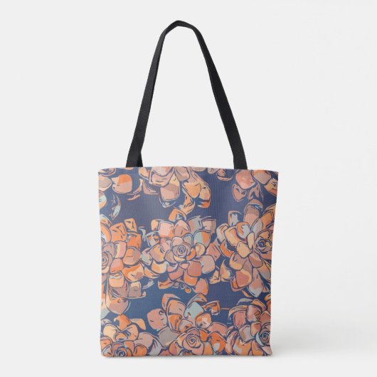 Tote Bag Botaniques d'automne en Terre Neutres et Marine (Dos)