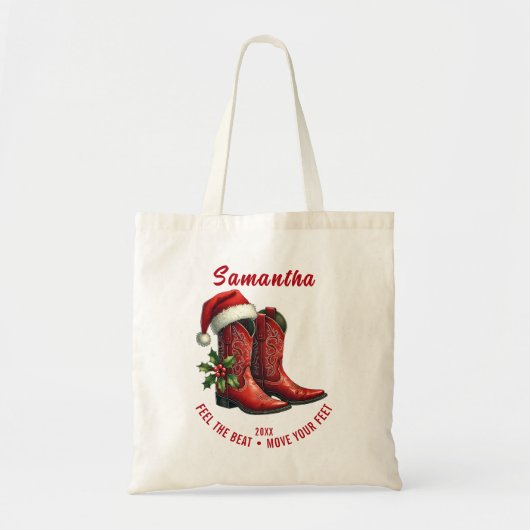 Tote Bag Bottes de cow-boy de danse en ligne rustique (Devant)