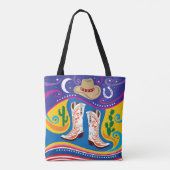 Tote Bag Bottes de cowboy et étoiles du désert (Dos)