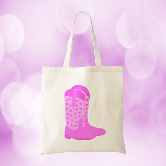 Tote Bag Bottes de cowboy Étoiles rose