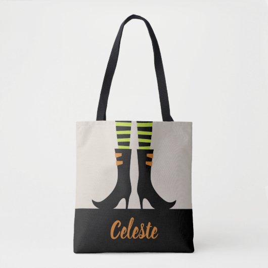 Tote Bag Bottes de sorcière monogramme Trick ou traitement (Devant)