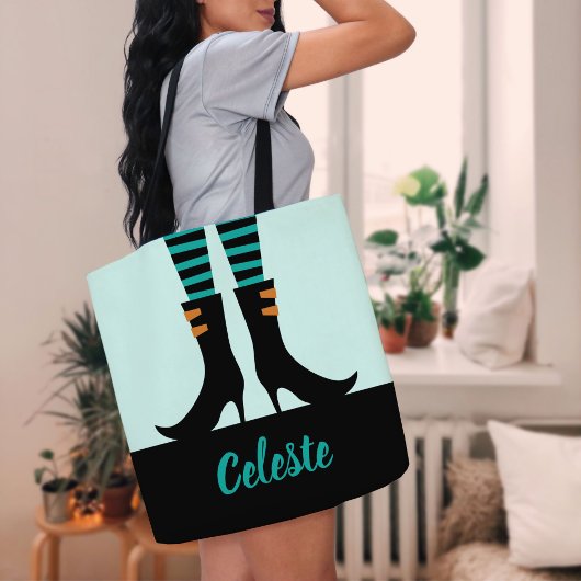 Tote Bag Bottes de sorcière monogramme Trick ou traitement