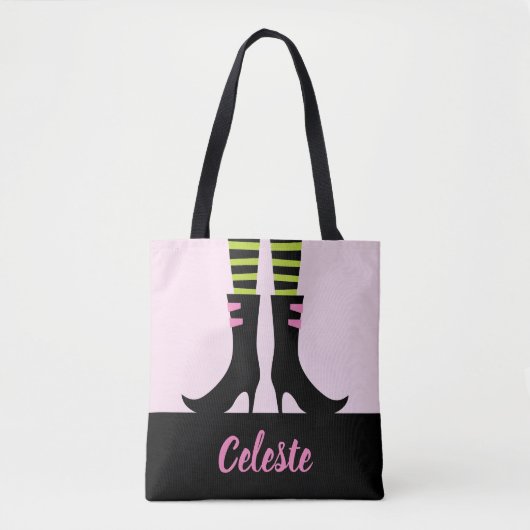Tote Bag Bottes de sorcière monogramme Trick ou traitement (Devant)
