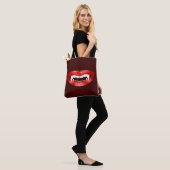 Tote Bag Bouche de Vampire aux Lèvres Rouges Illustrée et N (Sur le modèle)