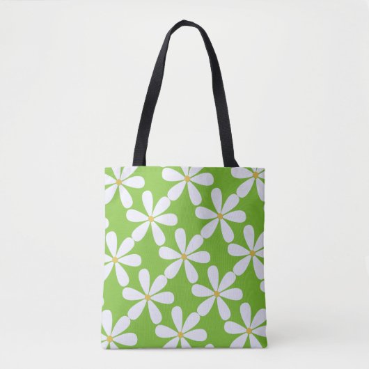 Tote Bag Bouches blanches sur arrière - plan vert pomme (Devant)