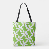 Tote Bag Bouches blanches sur arrière - plan vert pomme (Dos)