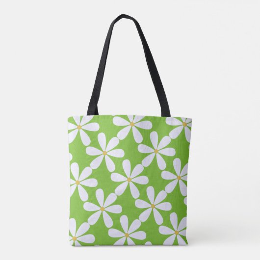 Tote Bag Bouches blanches sur arrière - plan vert pomme (Dos)