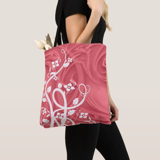 Tote Bag Boucles sur œuvre d'art rouge (De près)