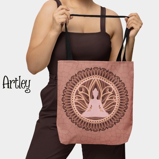 Tote Bag Bouddha rose Mandala Méditation spirituelle