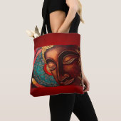 Tote Bag Bouddha rouge et or (De près)