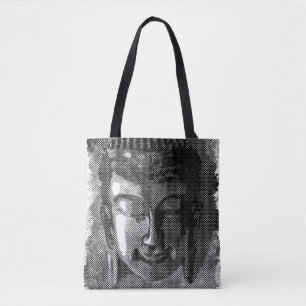 Tote Bag Bouddha sourire I - demi-ton noir + tes idées