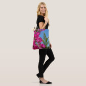 Tote Bag Bougainvilliers et palmiers paysage tropical (Sur le modèle)