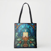 Tote Bag Bougie de Noël Vitrail (Devant)