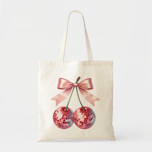 Tote Bag Boule de disco rose (Devant)