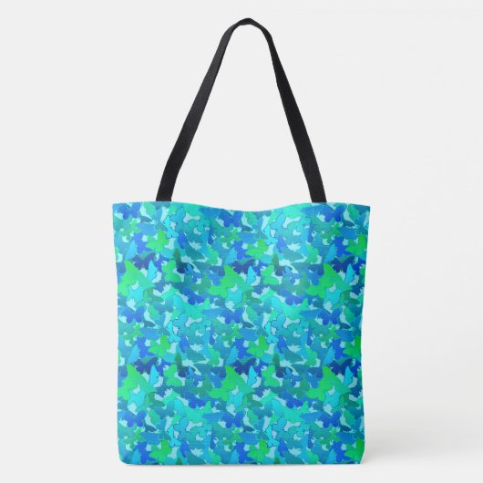 Tote Bag Boule de papillons, Turquoise, Aqua et Sky Blue (Dos)