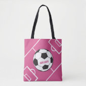 Tote Bag Boule de soccer personnalisée et rose de champ (Devant)
