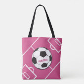 Tote Bag Boule de soccer personnalisée et rose de champ (Dos)