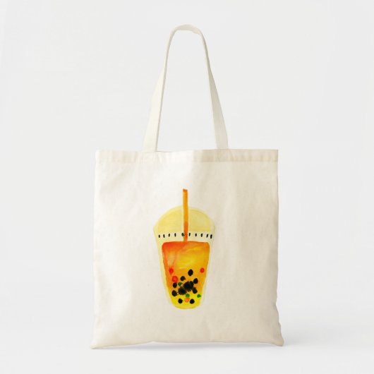 Tote Bag Boule de thé boba aquarelle art (Devant)
