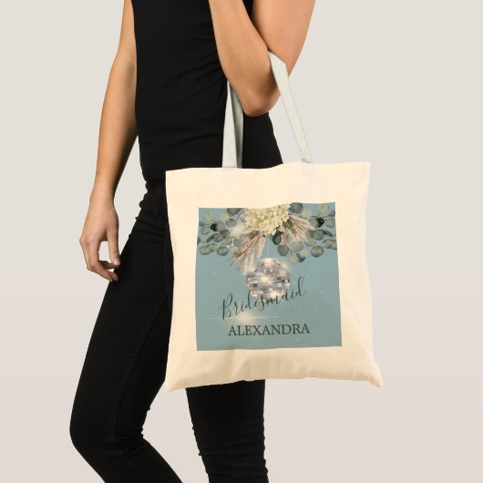 Tote Bag Boule Disco Bridesmaid Floral Blue Eucalyptus (Devant (produit))