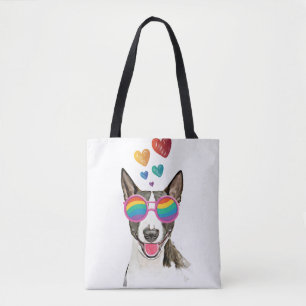 Tote Bag Bouledogue avec des cœurs pour la Saint-Valentin