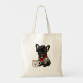 Tote Bag Bouledogue français avec café (Dos)