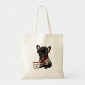 Tote Bag Bouledogue français avec café (Devant)