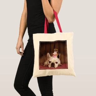 Tote Bag Bouledogue français avec le petit gâteau