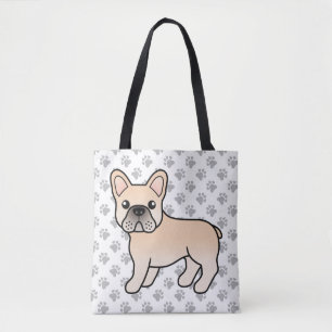 Tote Bag Bouledogue français crème Chien de dessin animé mi
