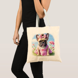 Tote Bag Bouledogue français Fleurs Bouledogue Français